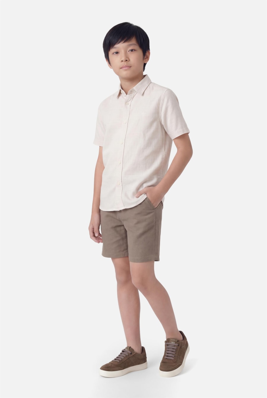Camisa Manga Curta Infantil Loop Flame Bosco Caqui — foto 2 de 4
