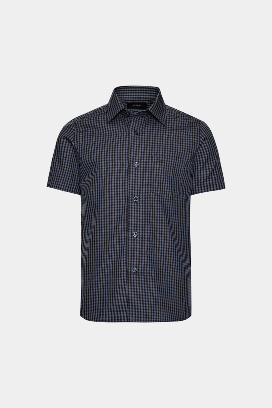 Camisa Manga Curta Infantil Regular Damero Azul Medio C/ Preto — foto 3 de 5