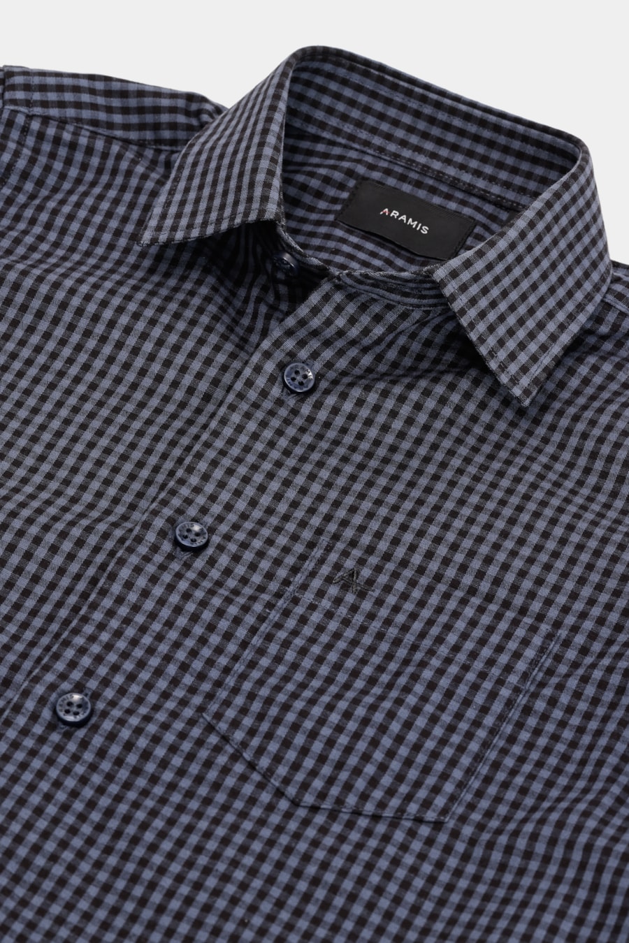 Camisa Manga Curta Infantil Regular Damero Azul Medio C/ Preto — foto 4 de 5