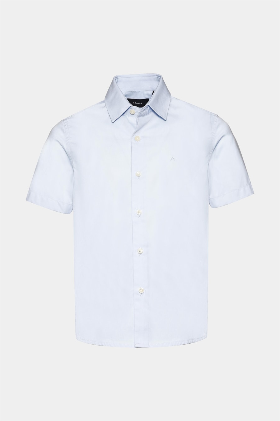 Camisa Manga Curta Infantil Tricoline Lisa Azul Claro - Não Ativar Mostruário — foto 3 de 4