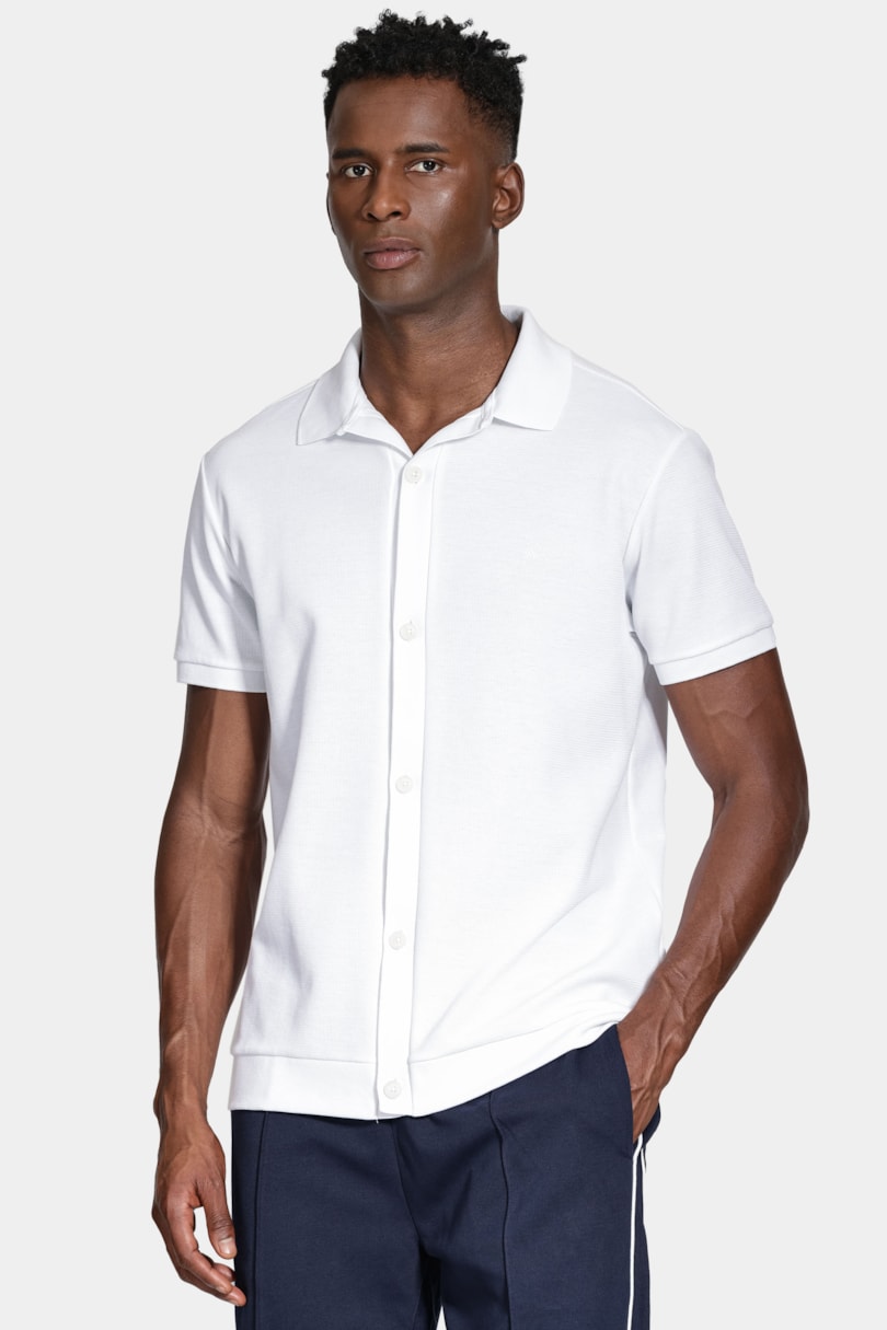 Camisa Manga Curta Interlock Com Textura Branco