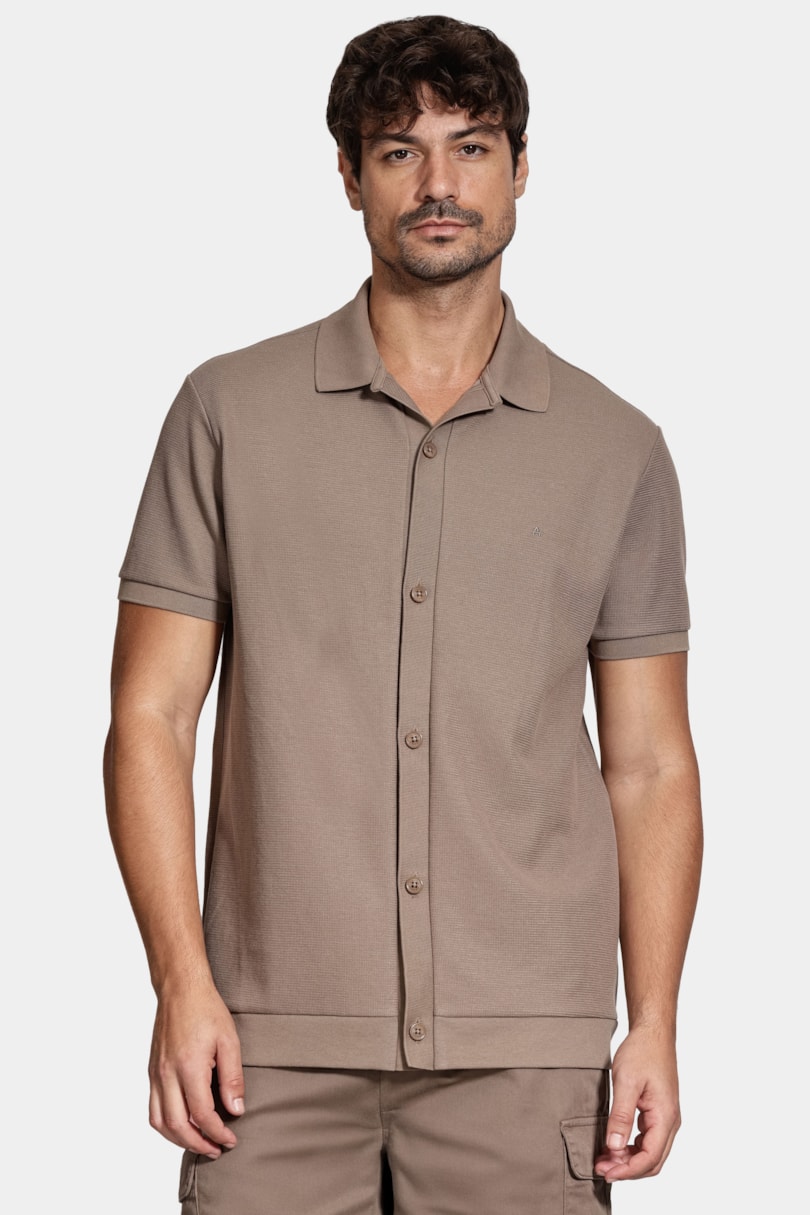 Camisa Manga Curta Interlock Com Textura Charuto