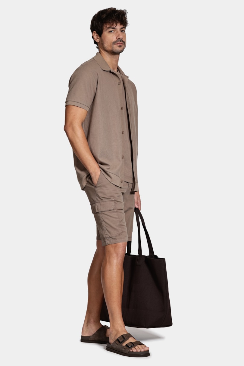 Camisa Manga Curta Interlock Com Textura Charuto