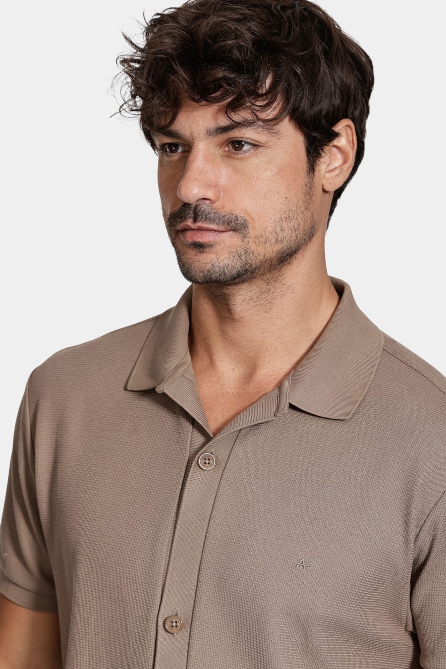 Camisa Manga Curta Interlock Com Textura Charuto — foto 3 de 5