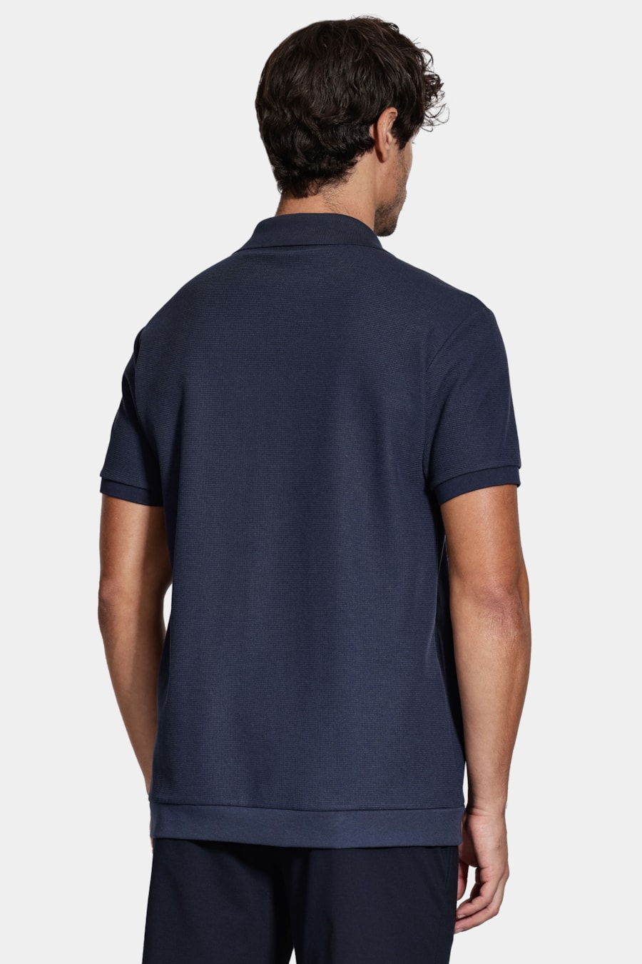 Camisa Manga Curta Interlock Com Textura Navy — foto 5 de 6