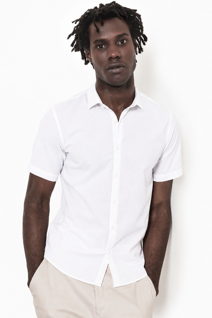 Camisa Manga Curta Linen Flex Branco — foto 1 de 5