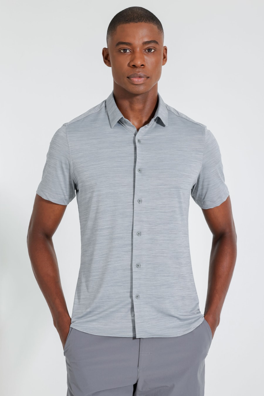 Camisa Manga Curta Mescla Dry Cinza Mescla — foto 1 de 5
