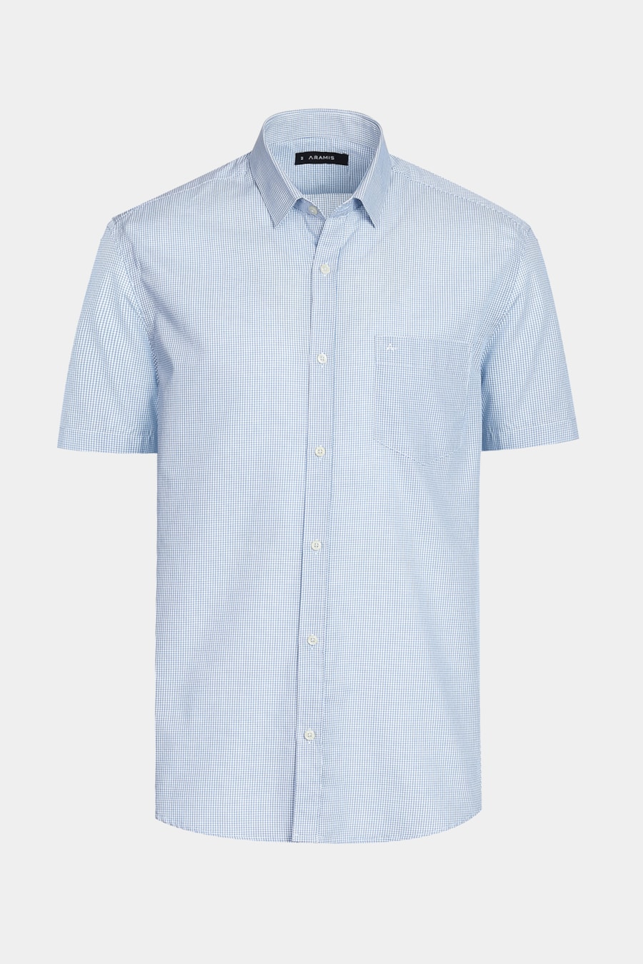 Camisa Manga Curta Micro Xadrez Branco Com Azul — foto 6 de 6