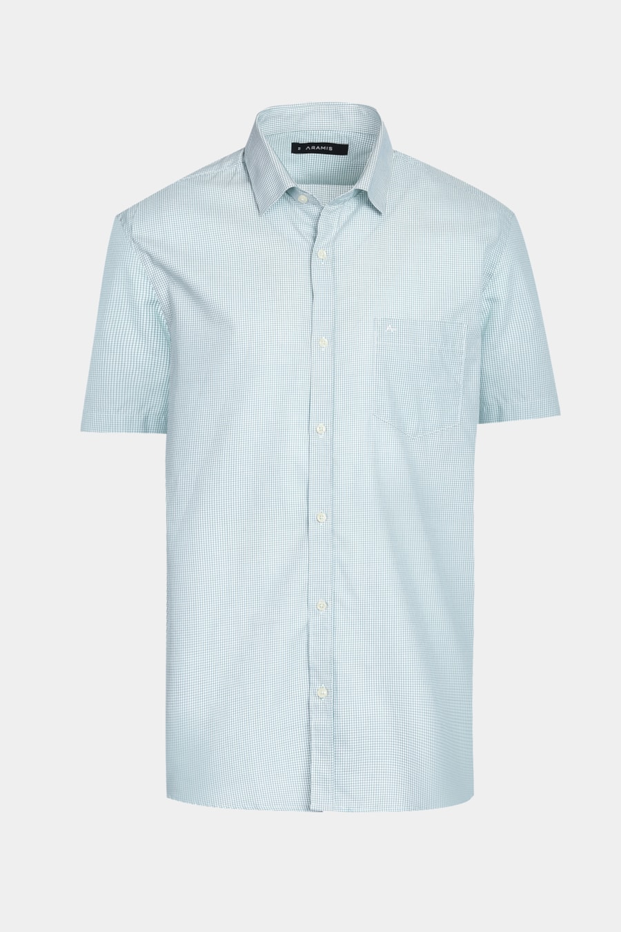Camisa Manga Curta Micro Xadrez Branco Com Verde — foto 6 de 6