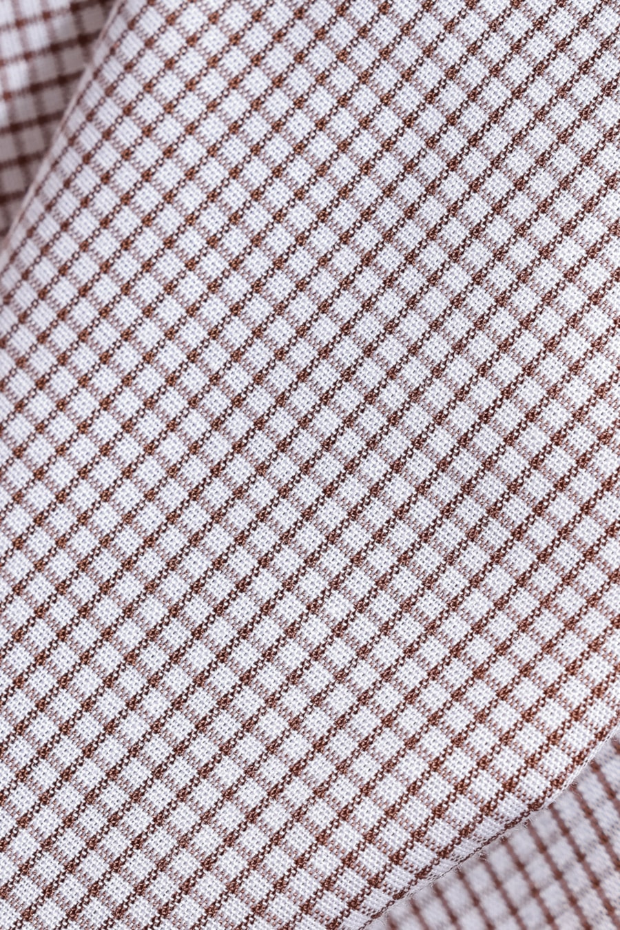 Camisa Manga Curta Micro Xadrez Branco/Telha — foto 5 de 6