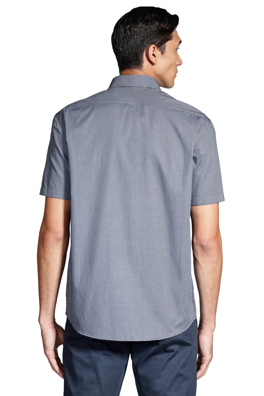 Camisa Manga Curta Micro Xadrez Marinho/Azul Claro — foto 4 de 6