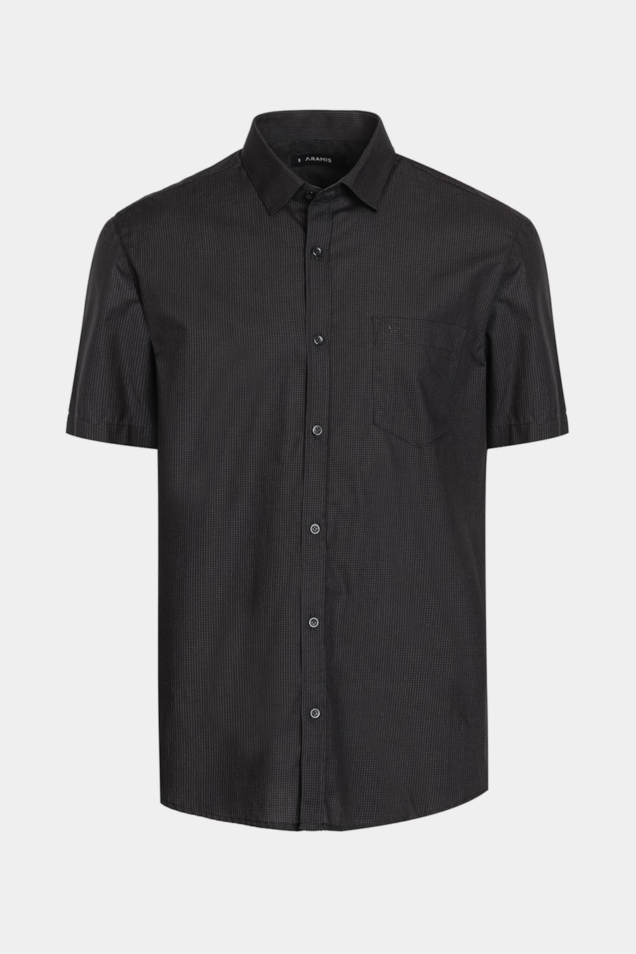 Camisa Manga Curta Micro Xadrez Preto Com Caramelo — foto 6 de 6