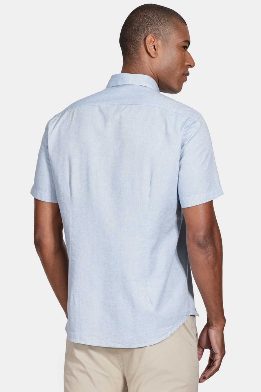 Camisa Manga Curta Move Slim Oxford Button Down Copan Azul — foto 4 de 5