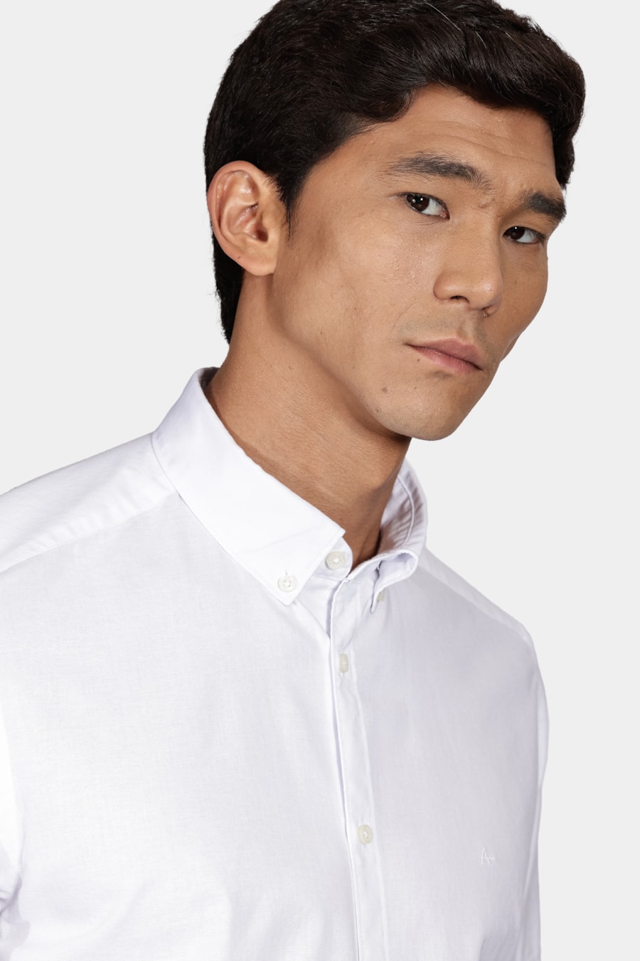 Camisa Manga Curta Move Slim Oxford Button Down Copan Branco — foto 3 de 5