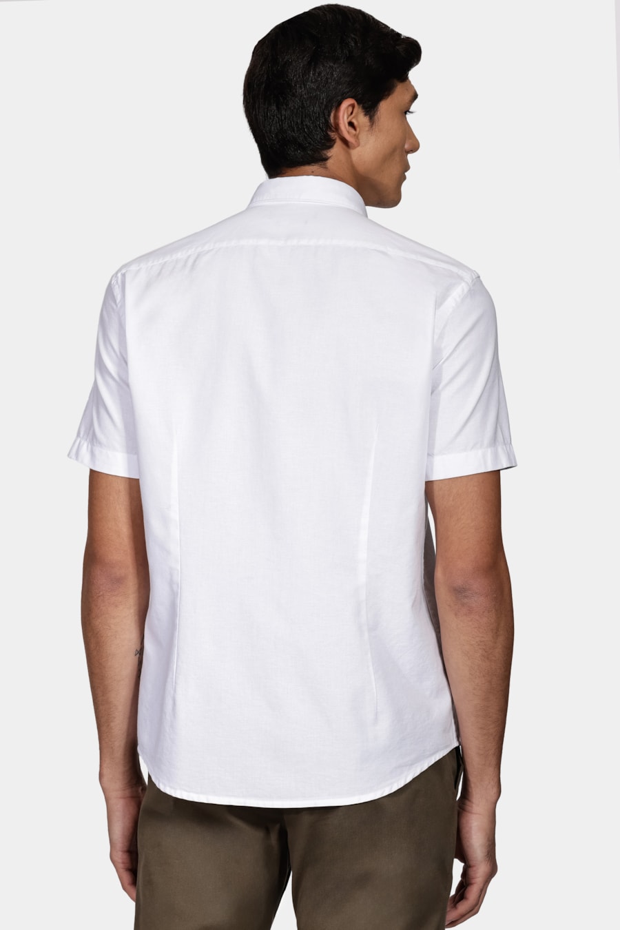 Camisa Manga Curta Move Slim Oxford Button Down Copan Branco — foto 4 de 5