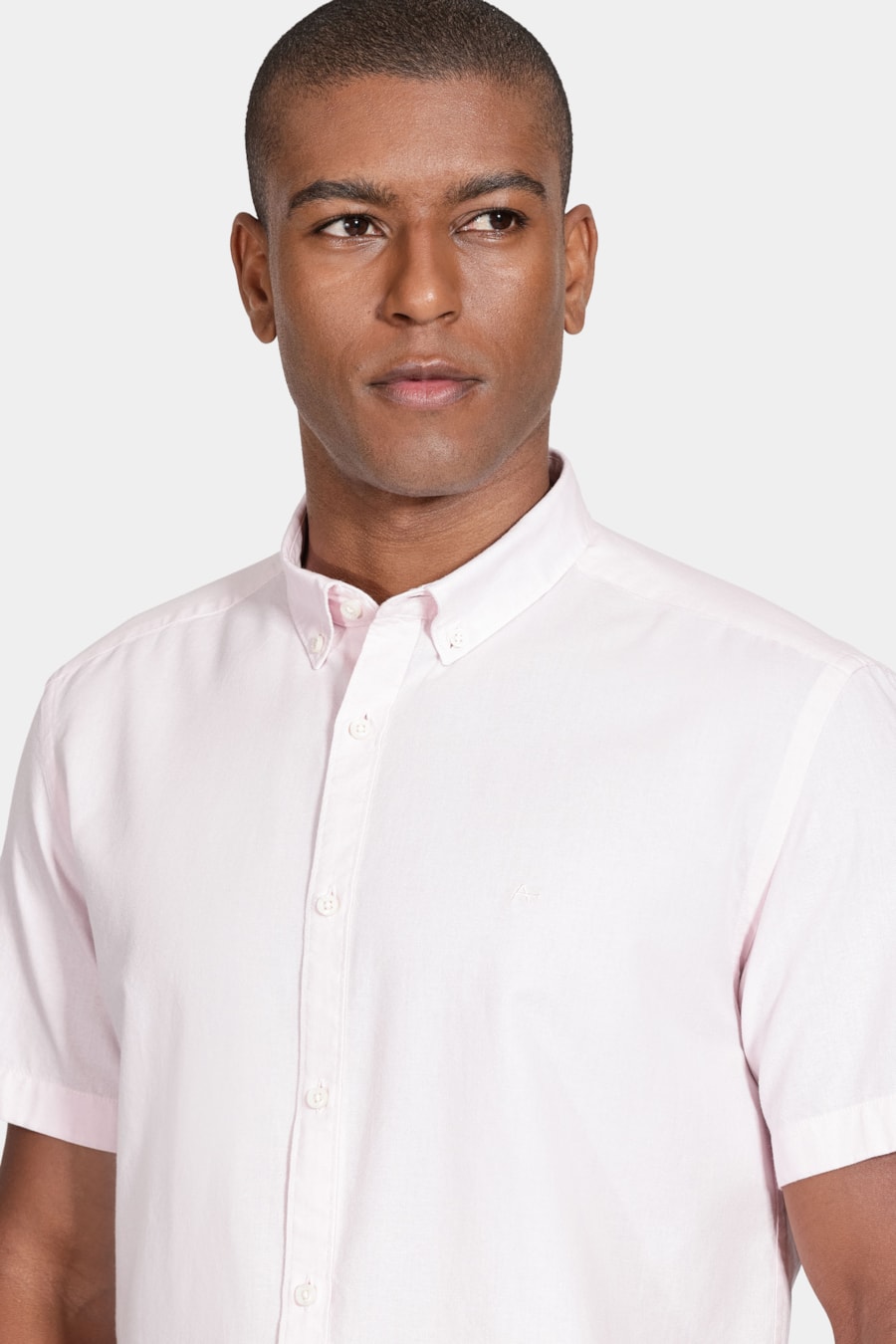 Camisa Manga Curta Move Slim Oxford Button Down Copan Rosa — foto 3 de 5