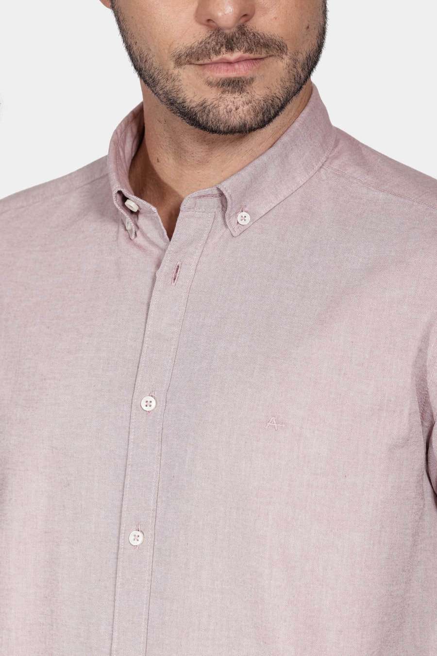 Camisa Manga Curta Move Slim Oxford Button Down Copan Rosa Escuro — foto 3 de 6