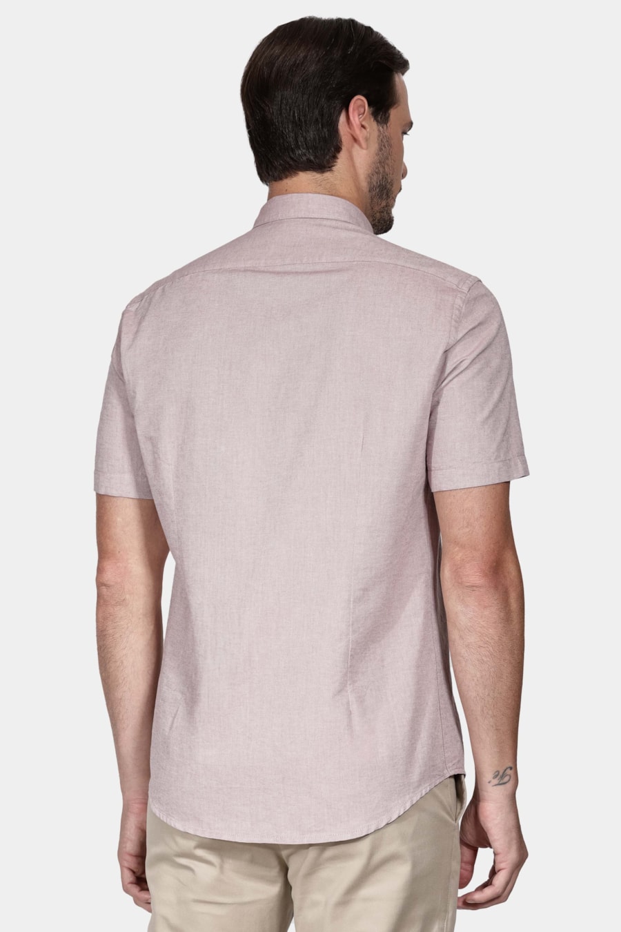 Camisa Manga Curta Move Slim Oxford Button Down Copan Rosa Escuro — foto 4 de 6