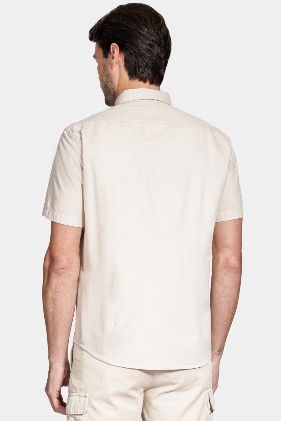 Camisa Manga Curta Oxford Areia — foto 4 de 6