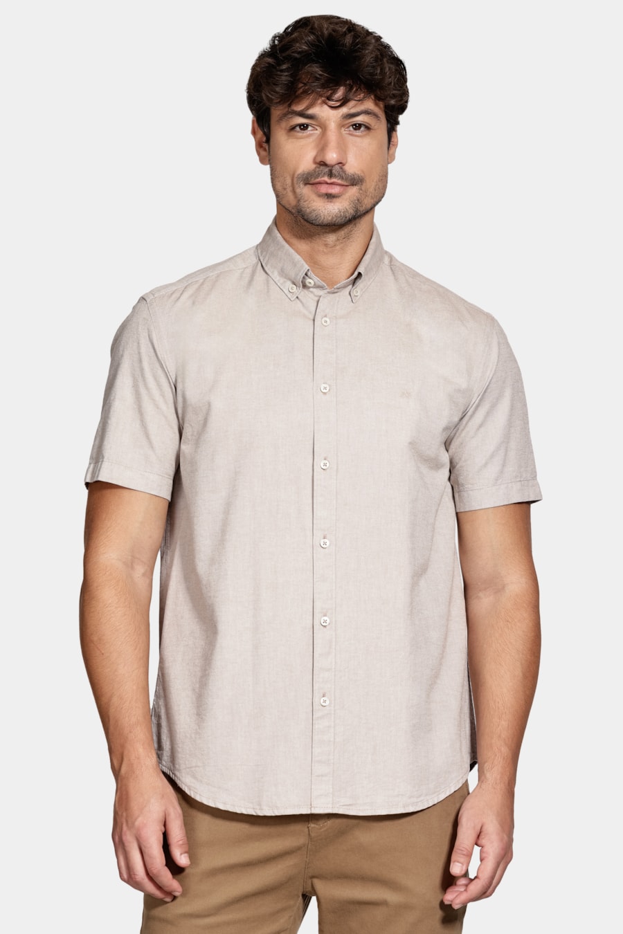 Camisa Manga Curta Oxford Castor — foto 1 de 5