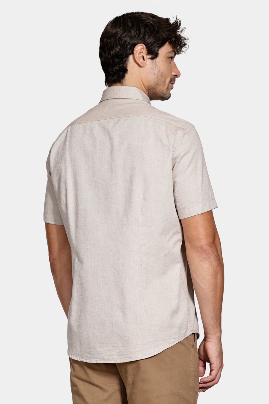 Camisa Manga Curta Oxford Castor — foto 4 de 5
