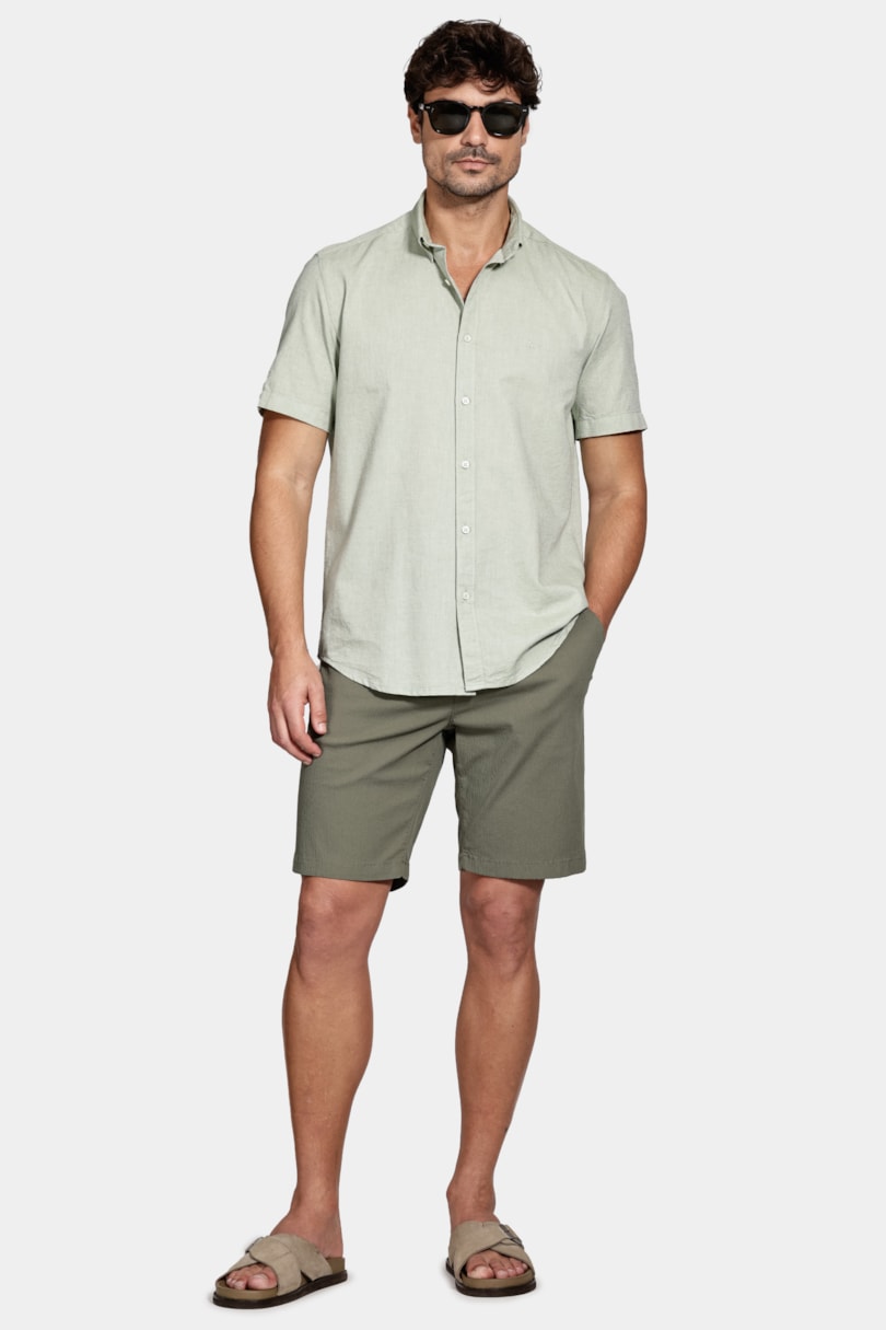 Camisa Manga Curta Oxford Verde