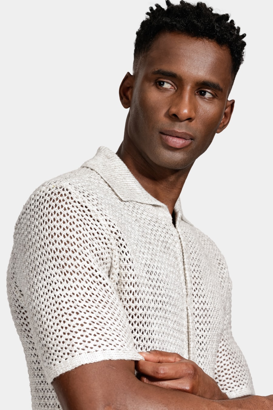 Camisa Manga Curta Ponto Crochê Relaxed Natural — foto 3 de 5