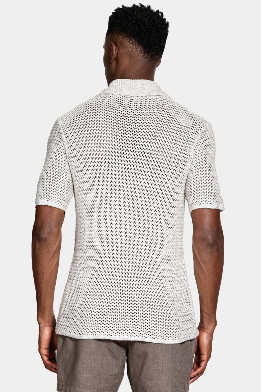 Camisa Manga Curta Ponto Crochê Relaxed Natural — foto 4 de 5