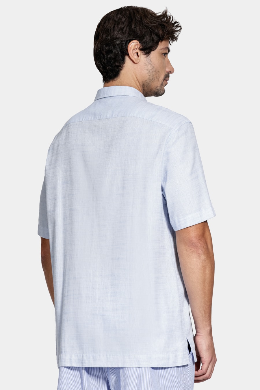 Camisa Manga Curta Regular Algodão Azul Claro — foto 4 de 6