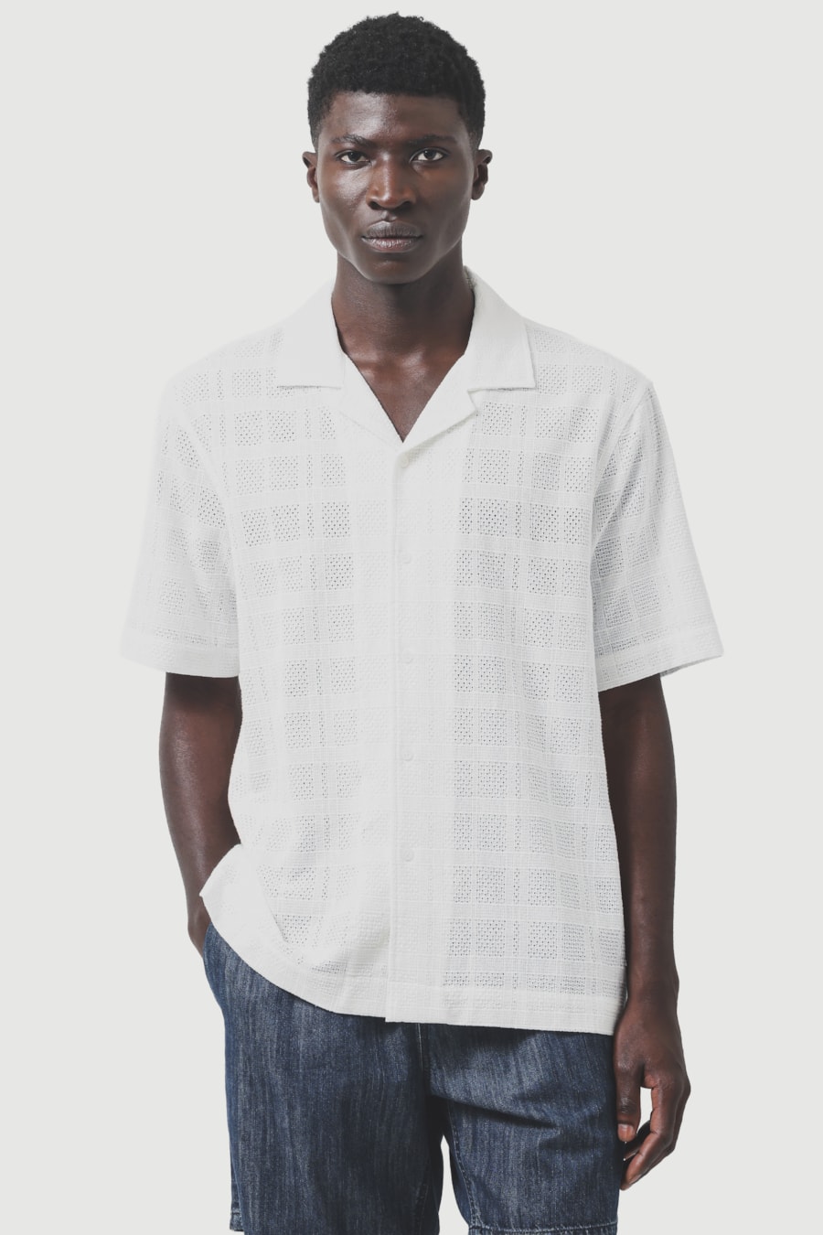 Camisa Manga Curta Regular Algodão Bordado Branco — foto 1 de 7
