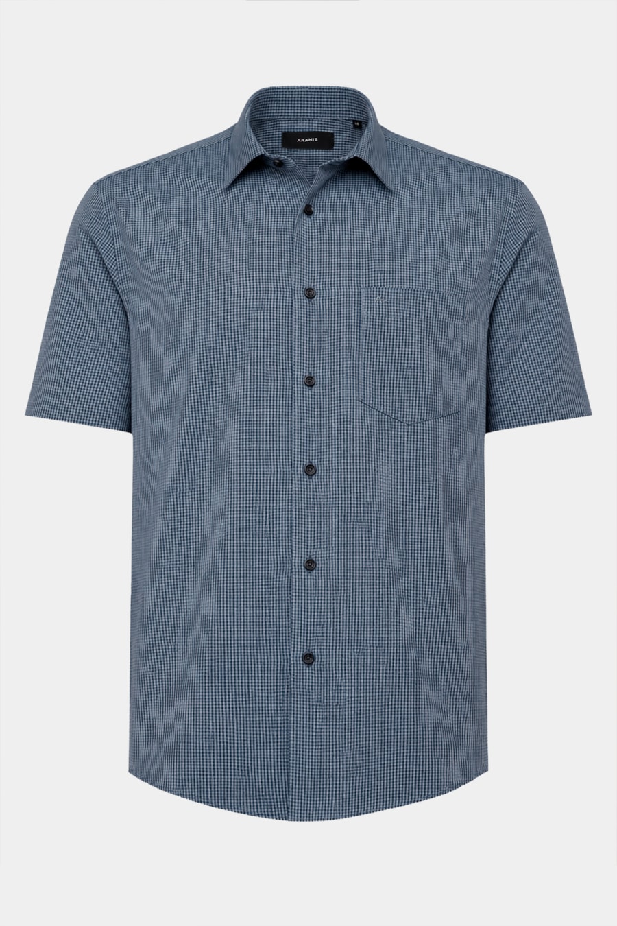 Camisa Manga Curta Regular Algodão Damero Azul Medio C/ Marinho — foto 5 de 6