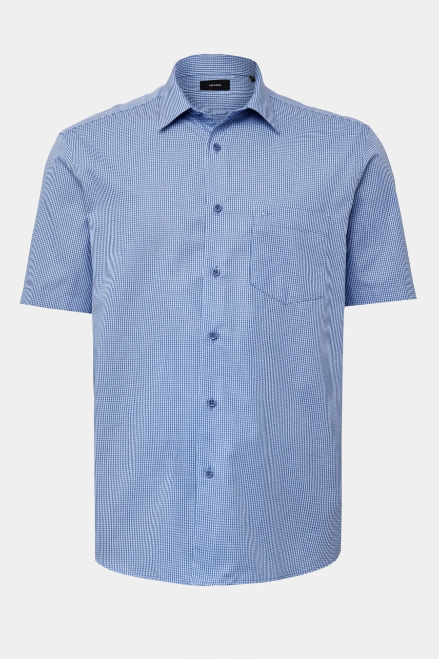 Camisa Manga Curta Regular Algodão Damero Azulclaro C/ Azul — foto 5 de 6