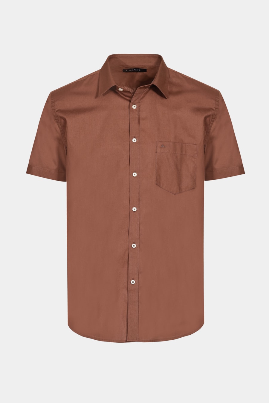 Camisa Manga Curta Regular Algodão Damero Marrom — foto 6 de 6
