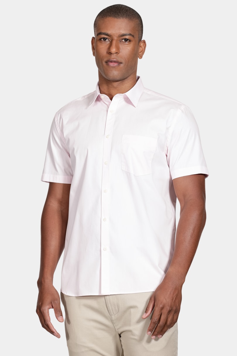 Camisa Manga Curta Regular Algodão Damero Rosa