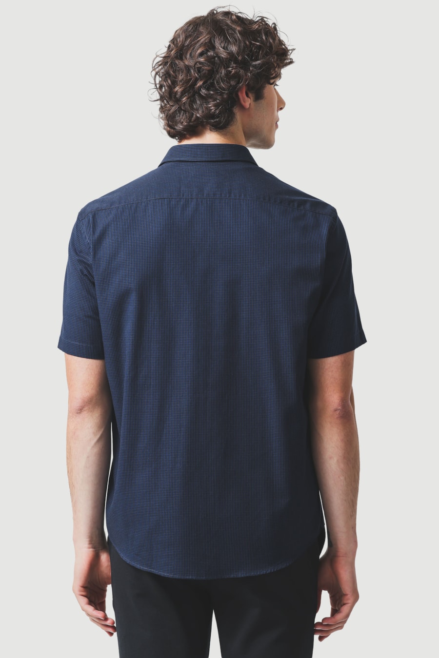 Camisa Manga Curta Regular Algodão Damero Royal C/ Marinho — foto 4 de 6
