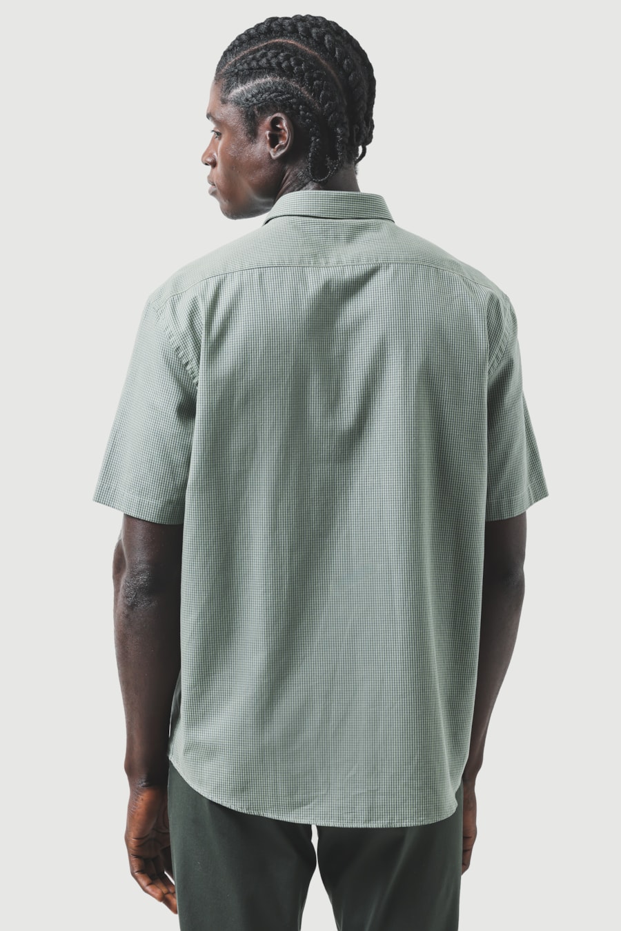 Camisa Manga Curta Regular Algodão Damero Verde C/Azul — foto 5 de 7