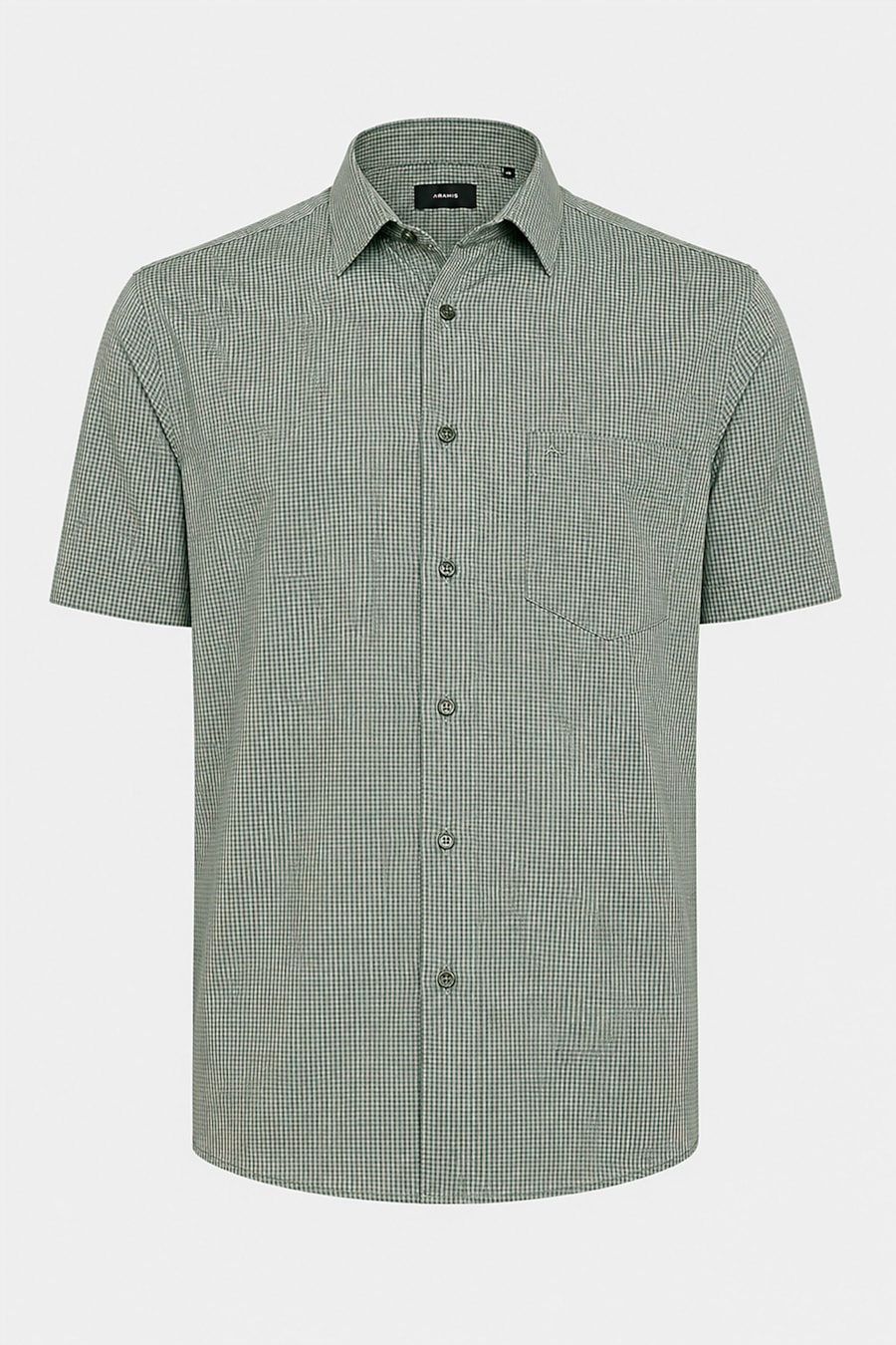 Camisa Manga Curta Regular Algodão Damero Verde C/Azul — foto 6 de 7