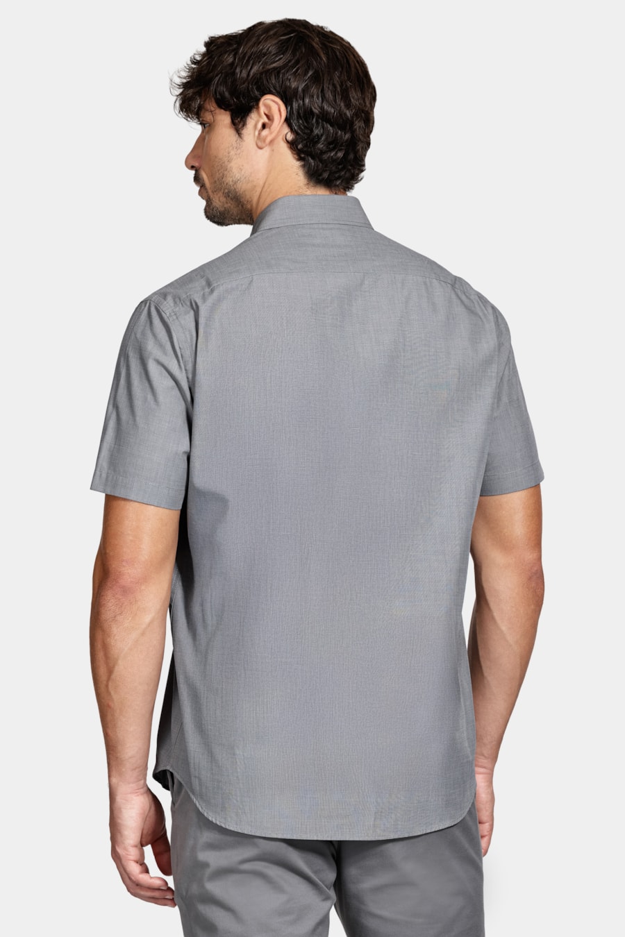 Camisa Manga Curta Regular Algodão Egípcio Barolo Cinza Medio — foto 4 de 6