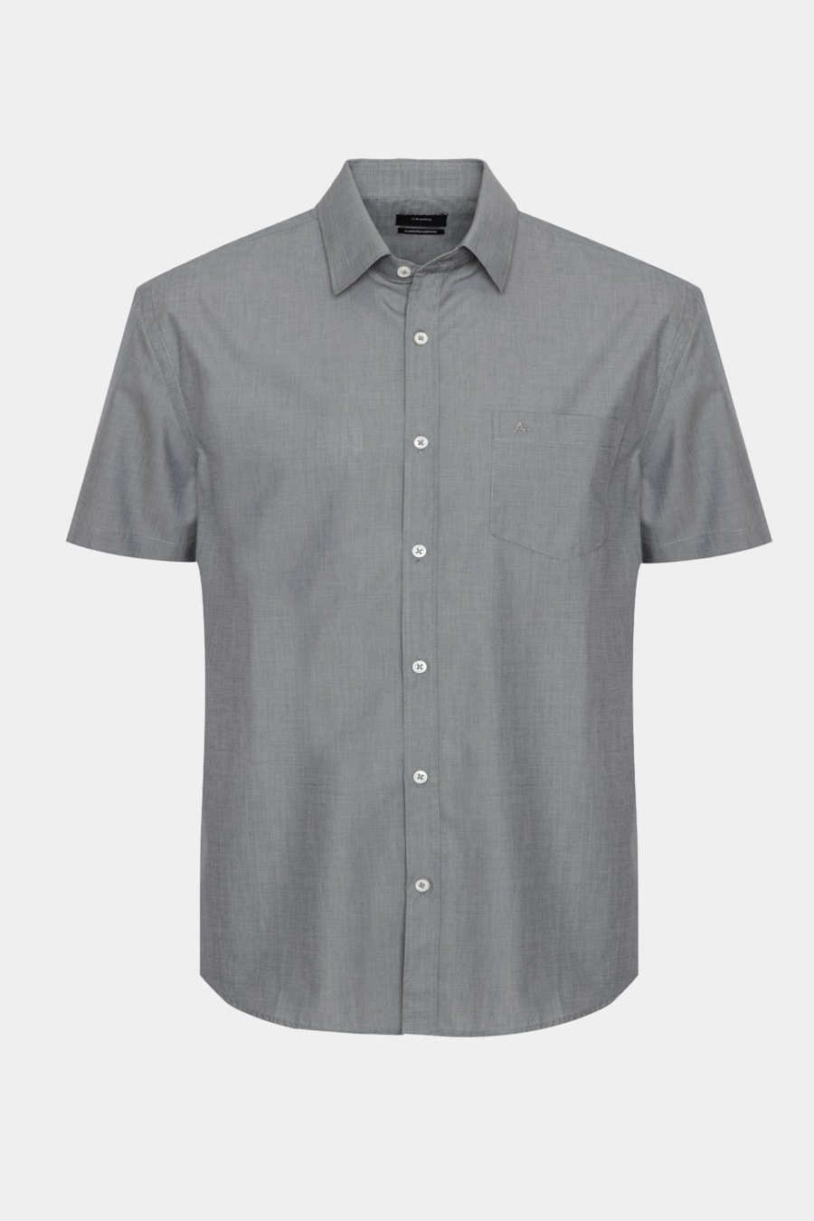Camisa Manga Curta Regular Algodão Egípcio Barolo Cinza Medio — foto 6 de 6