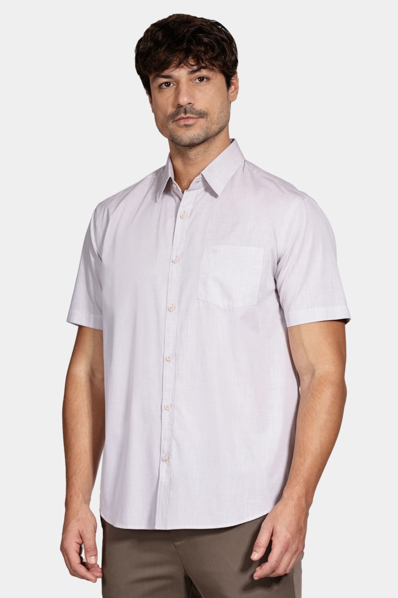 Camisa Manga Curta Regular Algodão Egípcio Barolo Natural