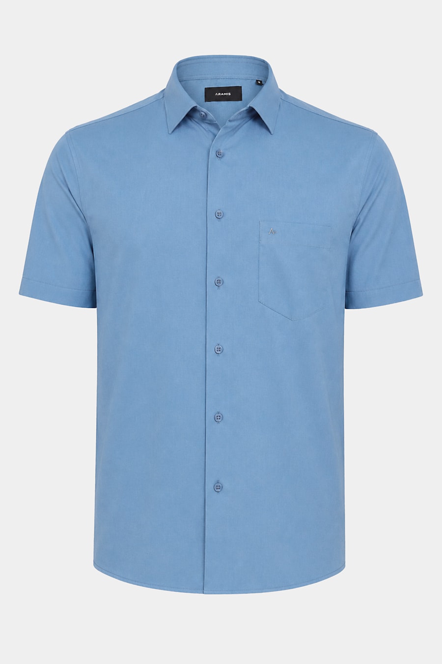 Camisa Manga Curta Regular Algodão Lisa Damero Azul Ceruleo 114 — foto 5 de 6