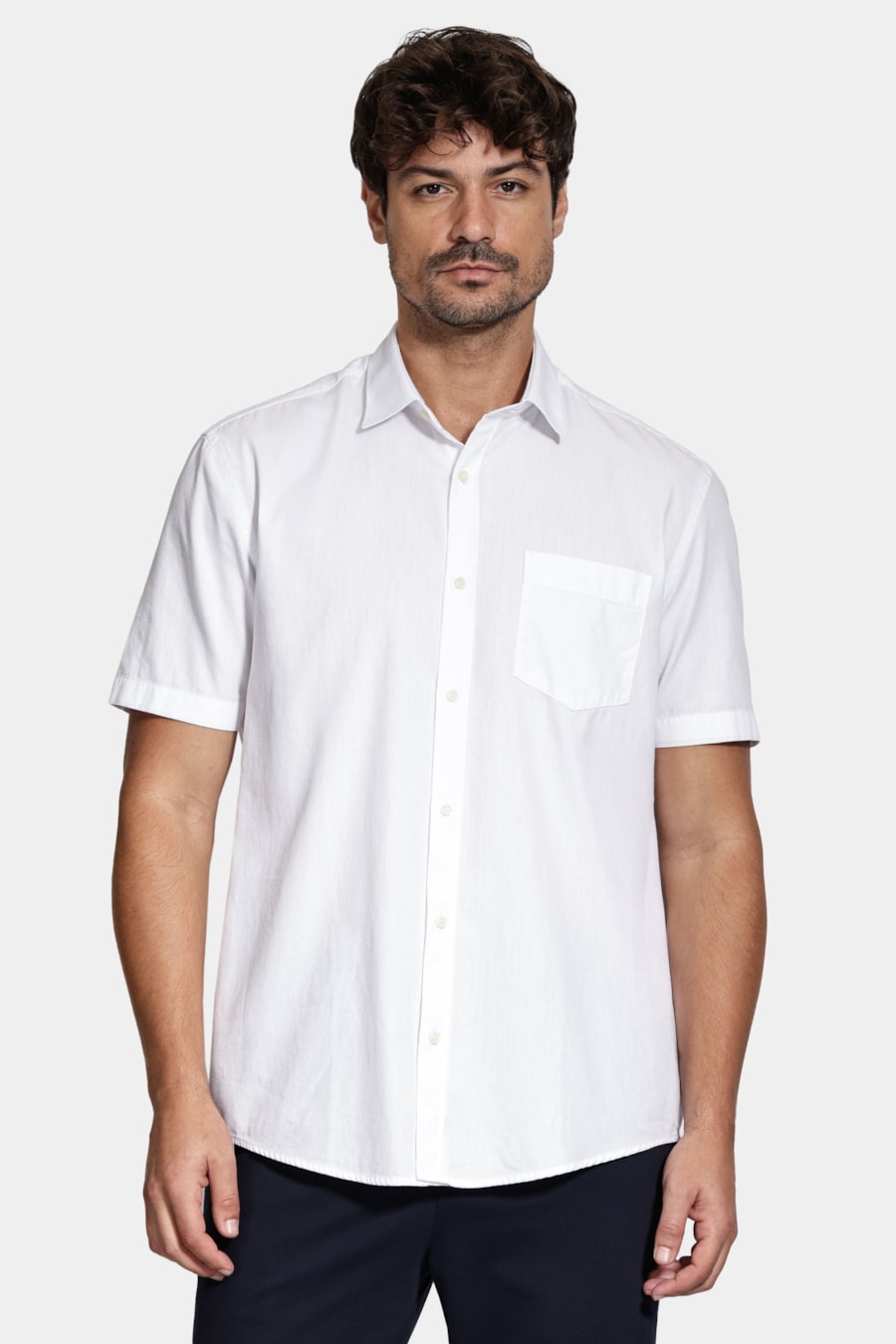 Camisa Manga Curta Regular Algodão Mescla Branco — foto 1 de 6