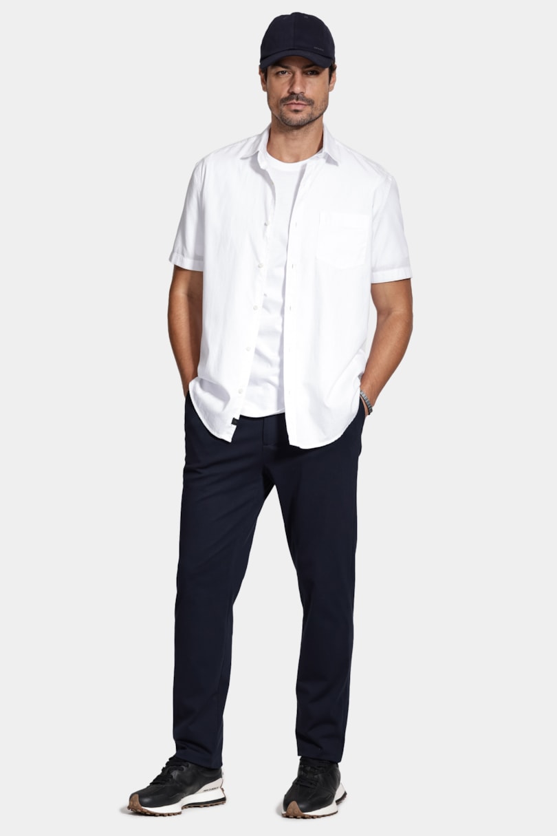 Camisa Manga Curta Regular Algodão Mescla Branco