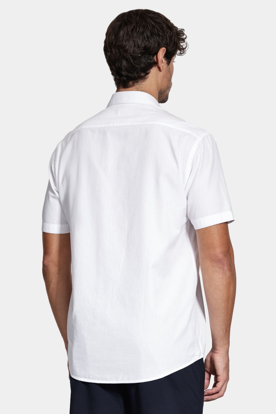 Camisa Manga Curta Regular Algodão Mescla Branco — foto 4 de 6