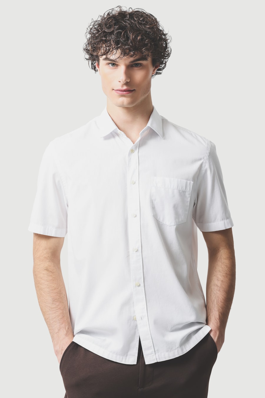Camisa Manga Curta Regular Algodao Mescla Lotte Branco — foto 1 de 6