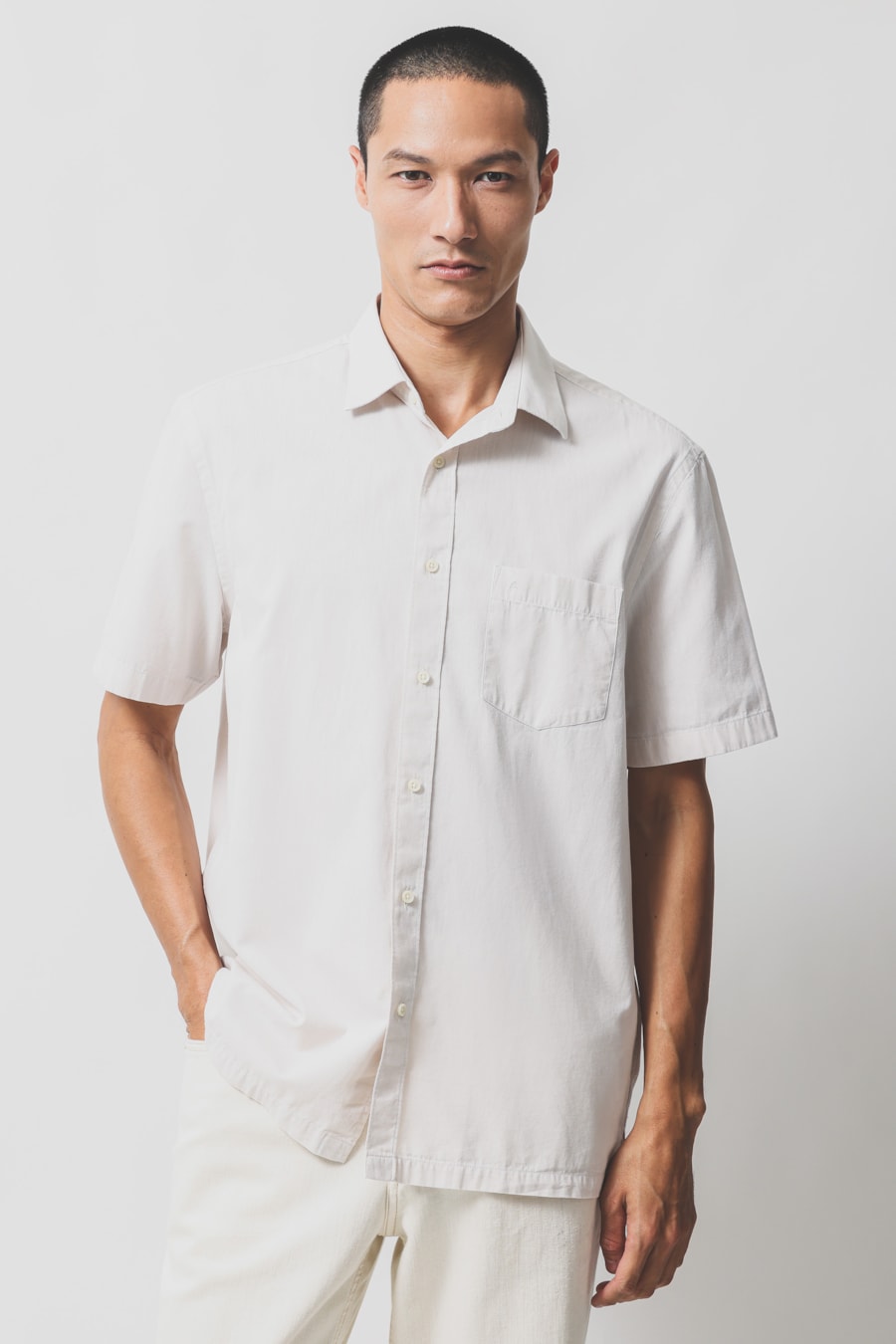 Camisa Manga Curta Regular Algodao Mescla Lotte Natural — foto 1 de 6