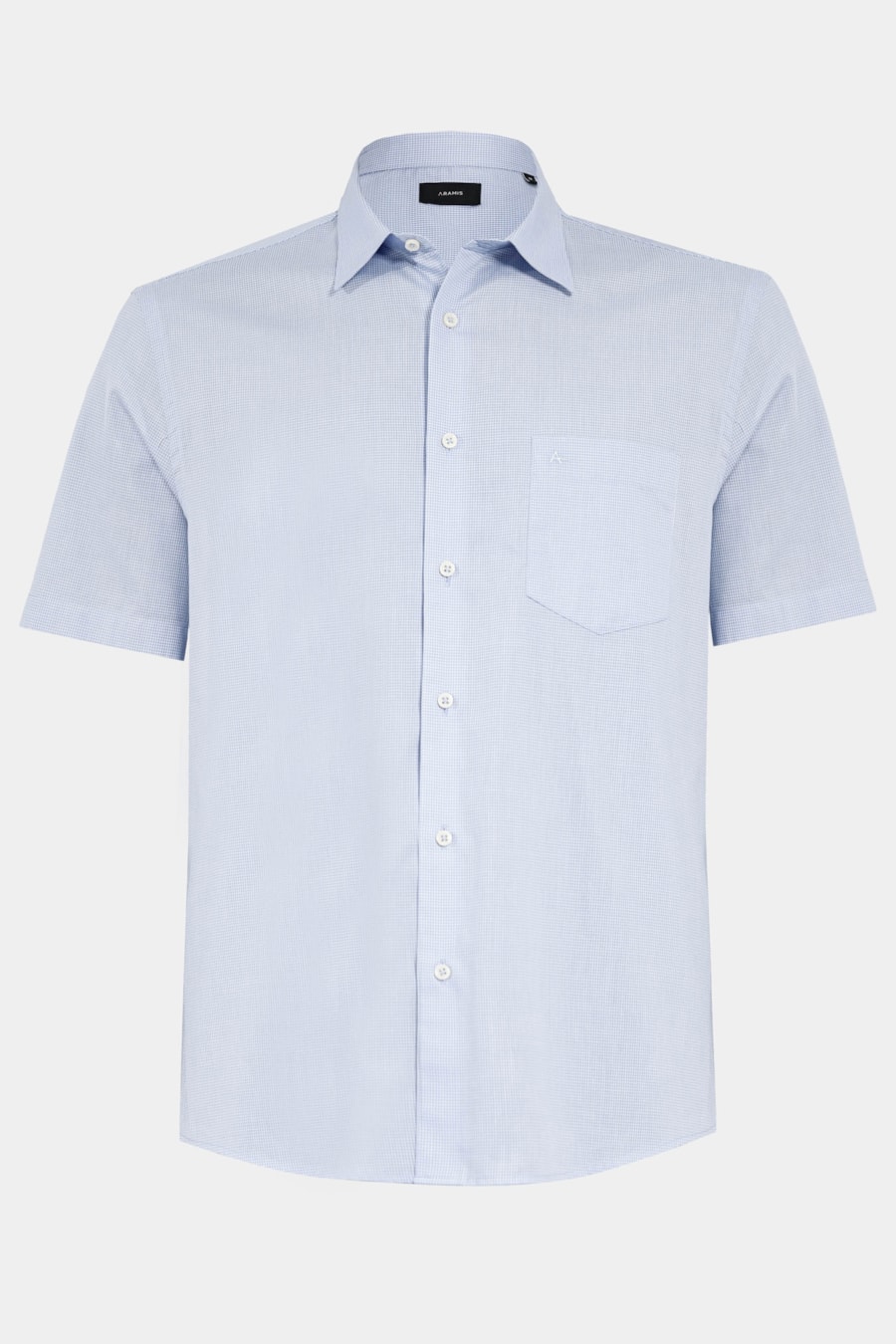 Camisa Manga Curta Regular Algodão Micro Xadrez Azul C/Branco — foto 5 de 6