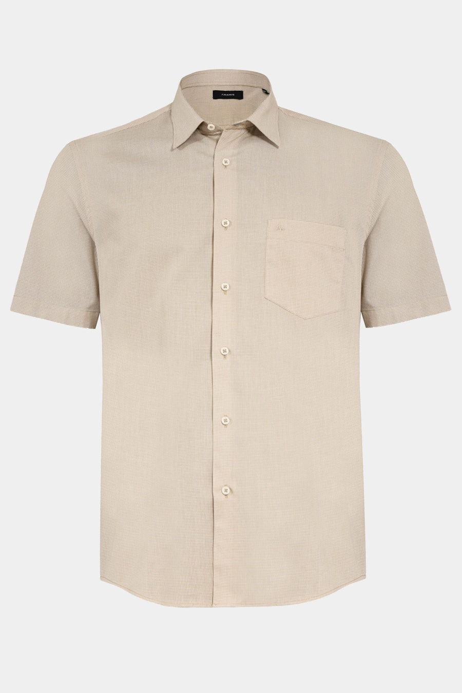 Camisa Manga Curta Regular Algodão Micro Xadrez Caramelo C/ Branco — foto 5 de 6