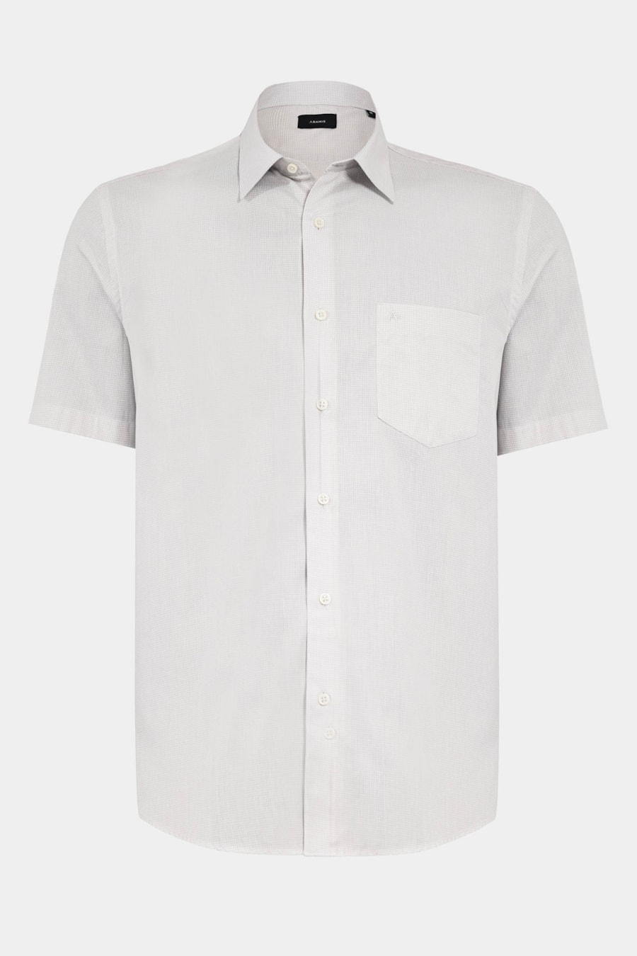 Camisa Manga Curta Regular Algodão Micro Xadrez Cinza Claro/Branco — foto 5 de 6