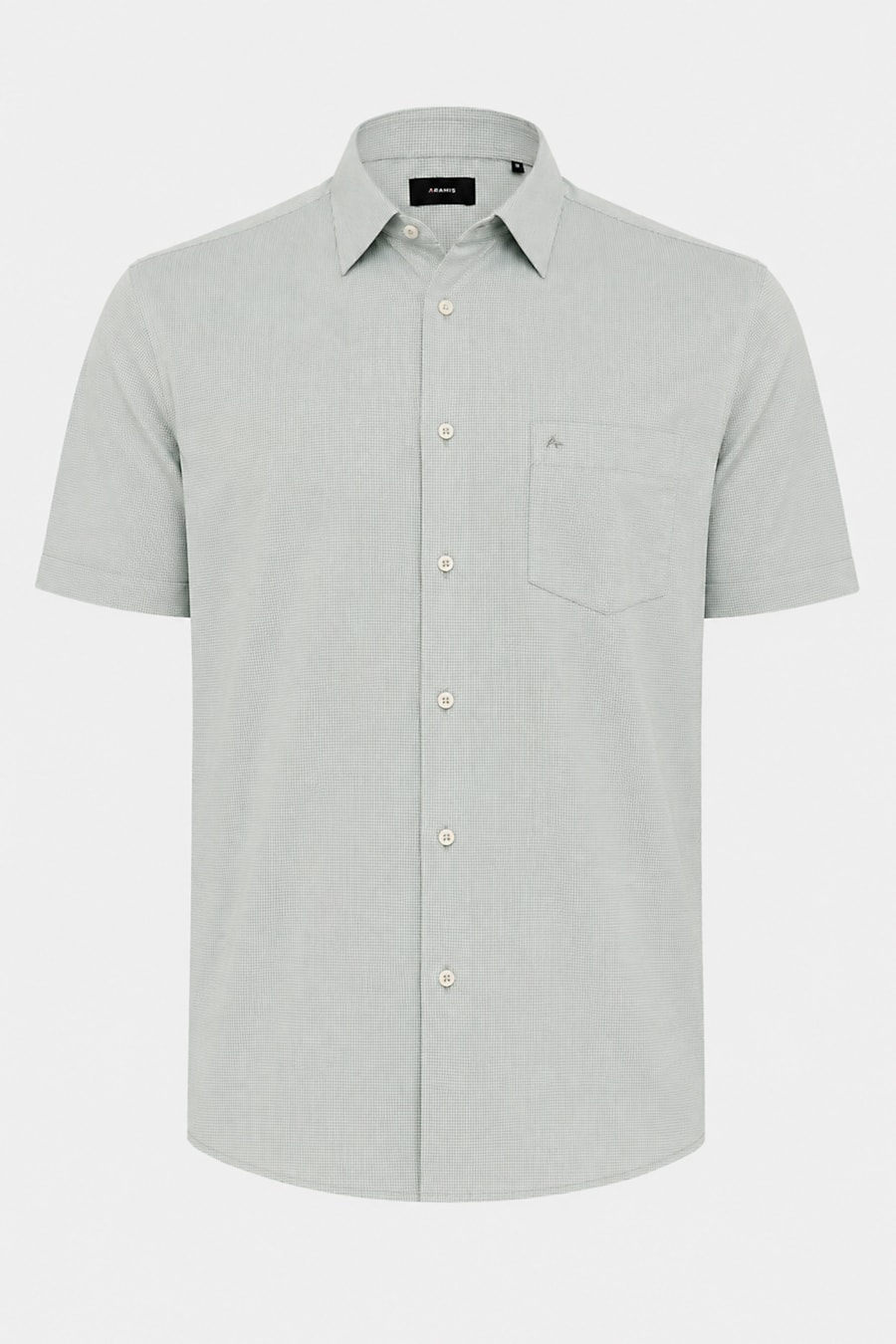 Camisa Manga Curta Regular Algodão Micro Xadrez Verde C/ Branco — foto 5 de 6